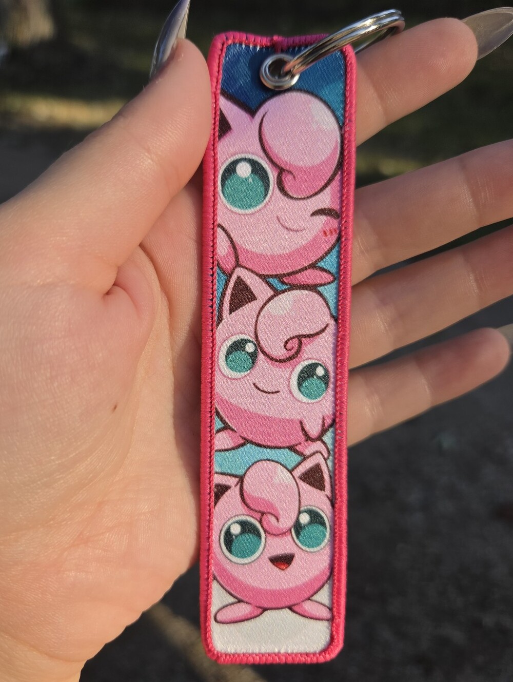 Pokemon Pink and Teal Jigglypuff Keychain Strap